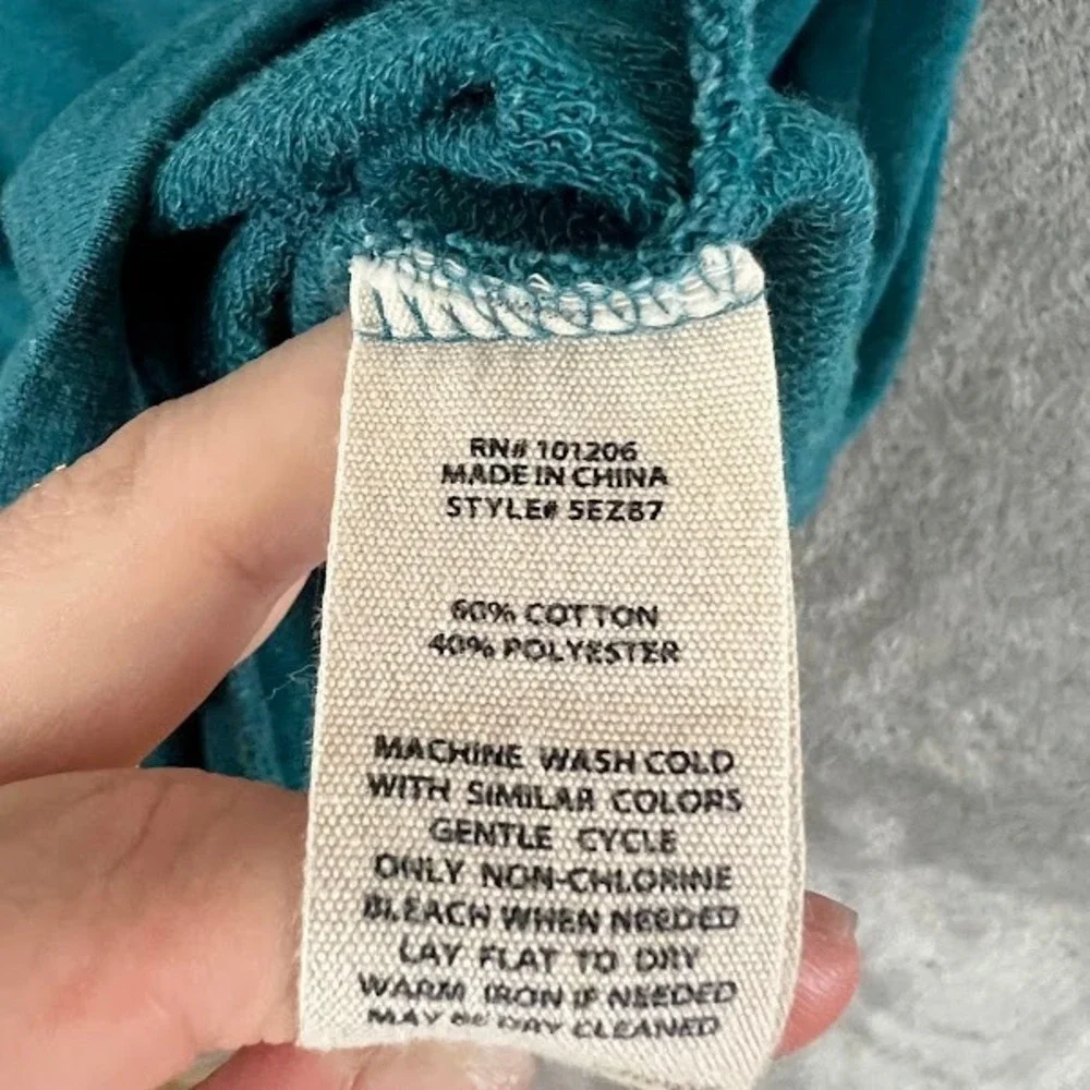 Soft Surroundings Westminster Tunic Sweatshirt Womens 1X Teal Cowl Neck Cozy